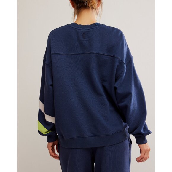 FP Movement by Free People Navy and Lime Crew Neck Sweater NWT - Picture 4 of 6